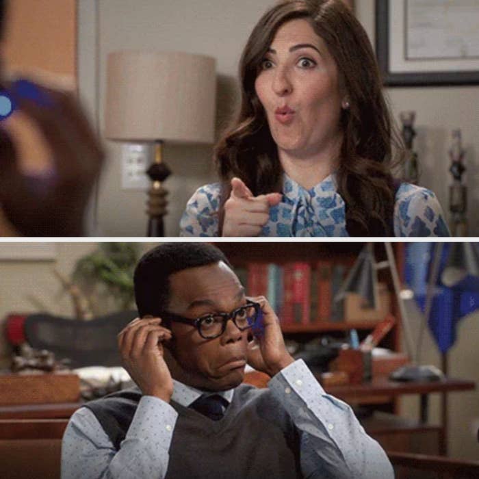 D&#x27;Arcy Carden and William Jackson Harper in &quot;The Good Place&quot;