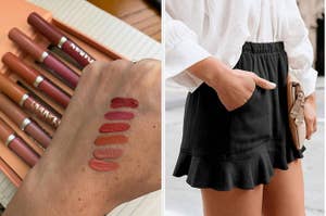lipstick set and ruffled shorts