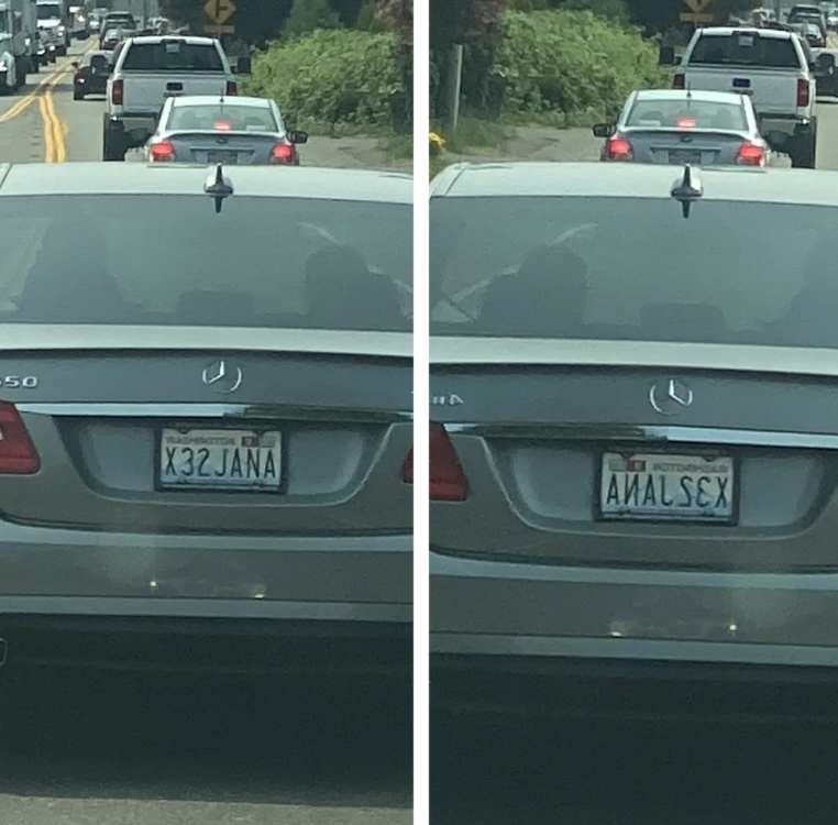 A license plates that reads &quot;Anal Sex&quot; when read backwards