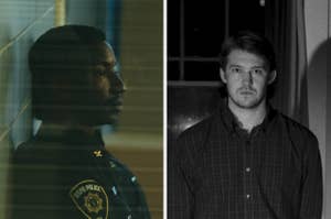 Left: A man in a police uniform, badge says "CSPD Police." Right: A man in a casual plaid shirt, looking directly at the camera