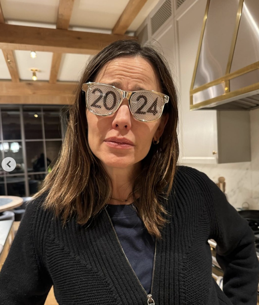 Jennifer Garner looking sad while wearing 2024 glasses