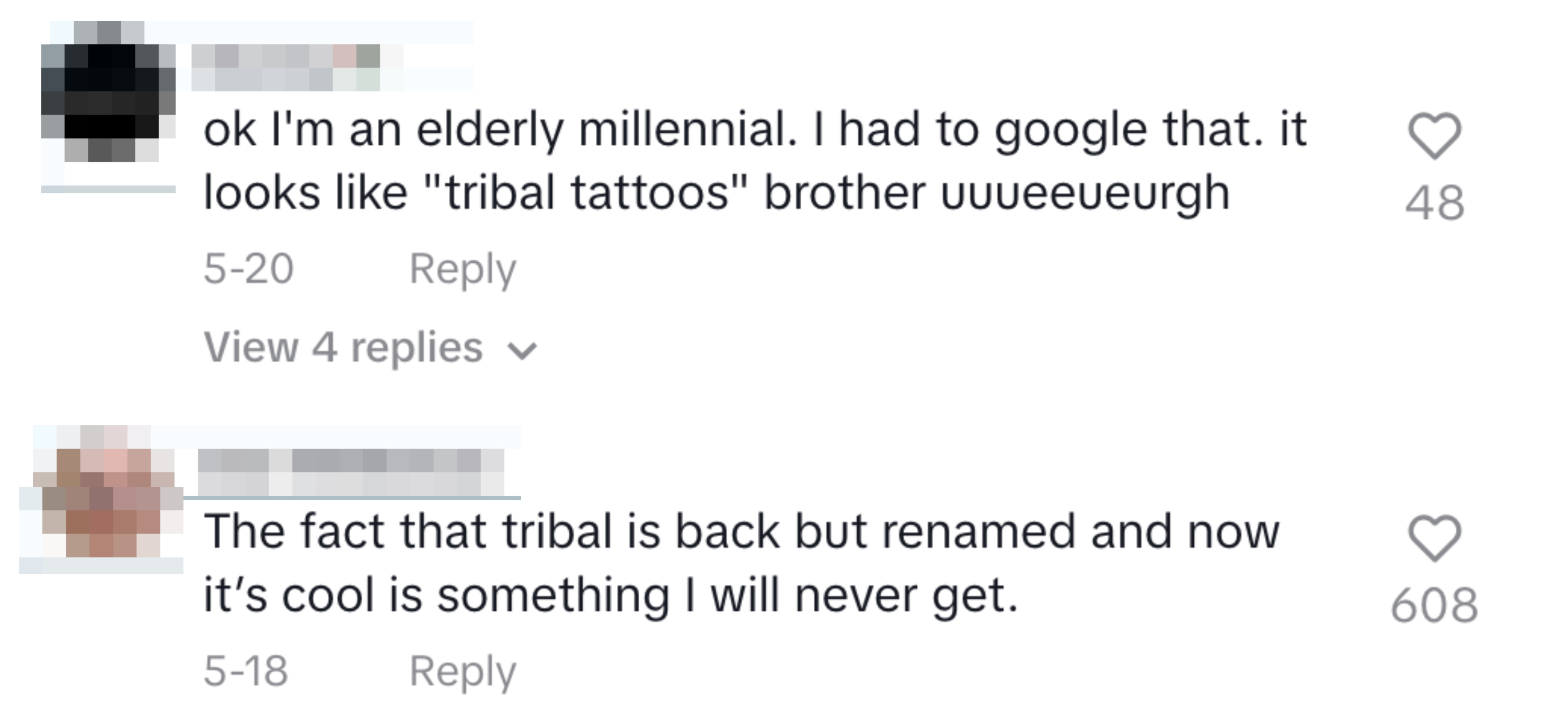 Comments on a post: Bonny says, &quot;It looks like tribal tattoos, brother.&quot; Dan Whitelock says, &quot;The fact that tribal is back but renamed and now it’s cool is something I will never get.&quot;