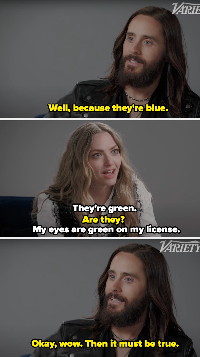 Amanda says her eyes are green on her license when Jared insists they&#x27;re blue