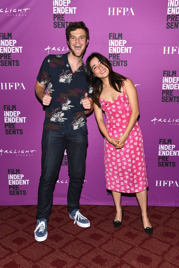 Closeup of Jack Quaid and Maya Erskine