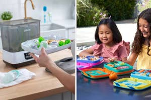 Left: Dr. Brown's All-in-One Sterilizer & Dryer. Right: Bentgo lunchboxes