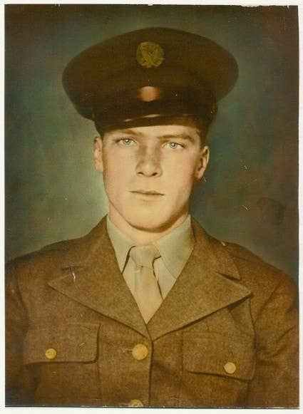 A young man in a military uniform with a hat, staring directly at the camera. No text or background details visible. Names unknown