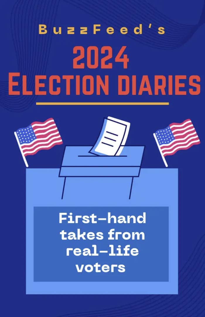 BuzzFeed&#x27;s 2024 Election Diaries. Graphic of a ballot box with American flags and text reading &quot;First-hand takes from real-life voters&quot;
