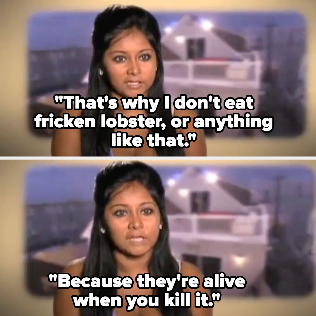 Kim Kardashian explaining, &quot;That&#x27;s why I don&#x27;t eat fricken lobster, or anything like that. Because they&#x27;re alive when you kill it.&quot;