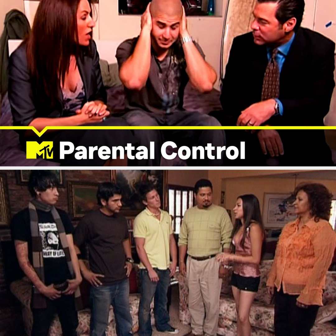 &quot;Image showing scenes from MTV&#x27;s &#x27;Parental Control&#x27; with two different groups of people involved in discussions.&quot;