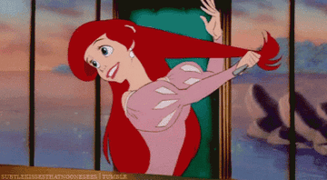 Ariel from &quot;The Little Mermaid&quot; is brushing her hair with a fork.