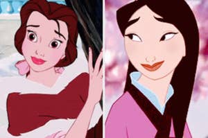 Belle from "Disney's Beauty and the Beast" and Mulan from "Disney's Mulan"