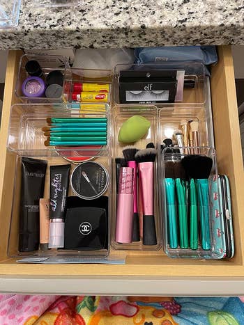 another reviewer's drawer using the organizers for makeup products