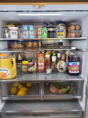 reviewer photo of organized fridge with drawers