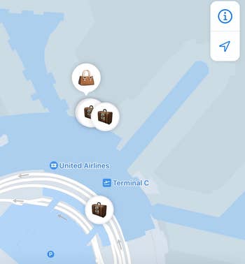 A screenshot of the location of the AirTag devices
