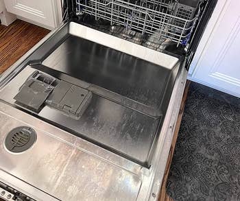 dishwasher looking dirty before using the tablets