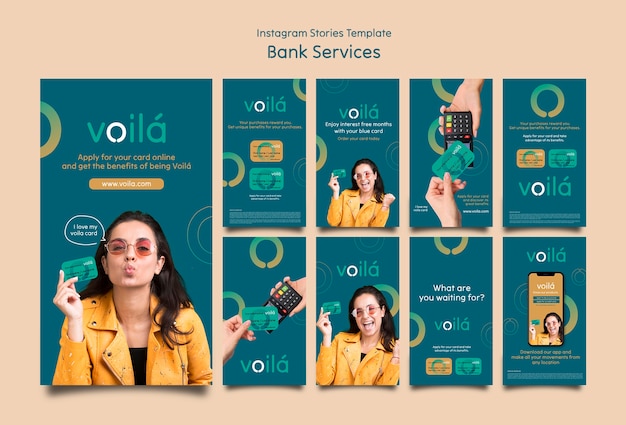 Bezpłatny plik PSD historie na instagramie usług bankowych