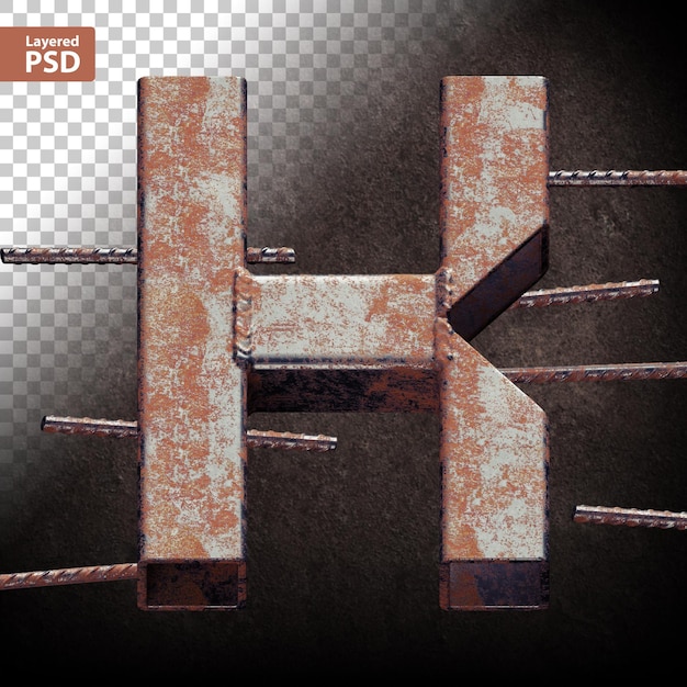 Bezpłatny plik PSD litera 3d ze spawanych rur metalowych grunge