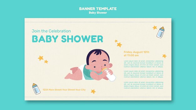 Płaska konstrukcja szablonu baby shower projektu banera