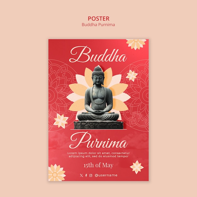 Bezpłatny plik PSD projekt szablonu buddha purnima