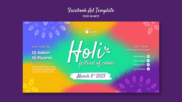 Bezpłatny plik PSD szablon facebook uroczystości festiwalu holi