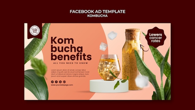 Bezpłatny plik PSD szablon facebooka na drinka kombucha