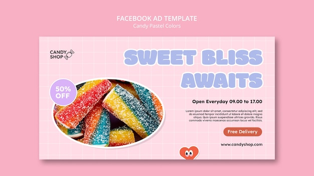 Szablon facebooka w pastelowych kolorach cukierków