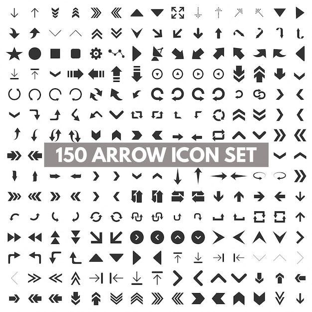 Bezpłatny wektor 150 arrow icon set