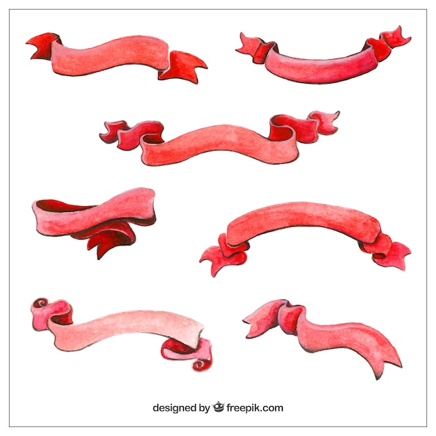 Asortyment ozdobnymi wstążkami w odcieniach czerwieni