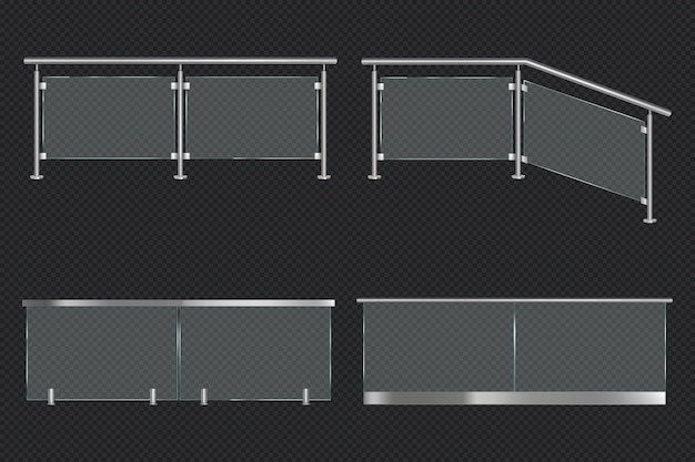 Bezpłatny wektor balustrada szklana z balustradą żelazną
