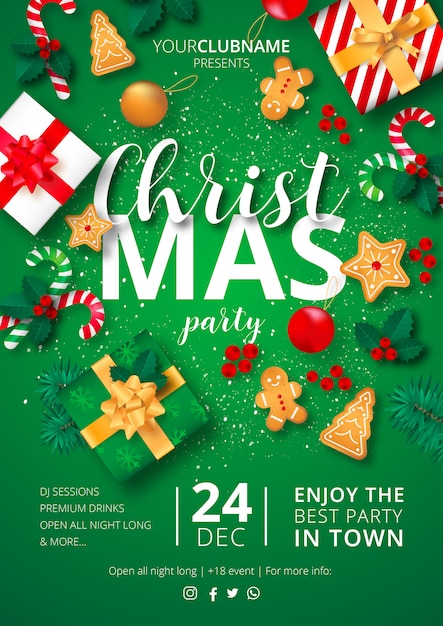 Bezpłatny plik Wektor christmas party poster ready to print