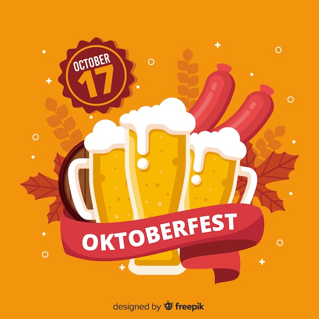 Dekoracyjny oktoberfest tło Płaska konstrukcja