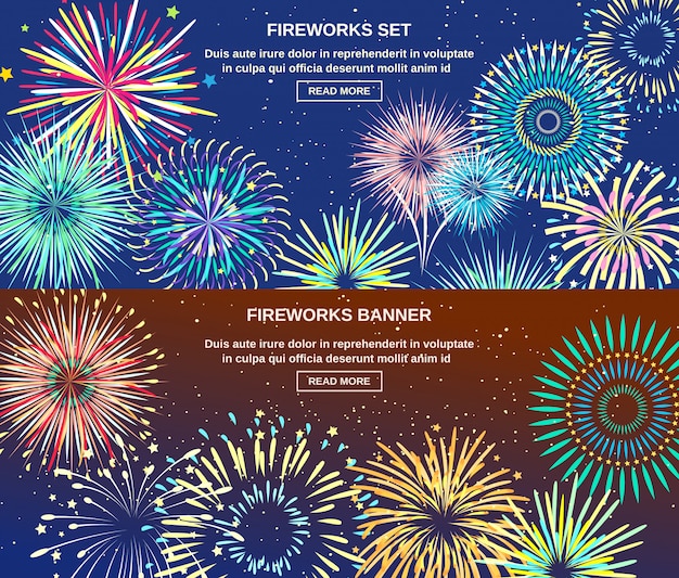 Bezpłatny plik Wektor exploding of fireworks horizontal banners