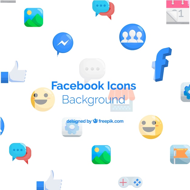 Bezpłatny plik Wektor facebook ikony tło z płaskim projektem