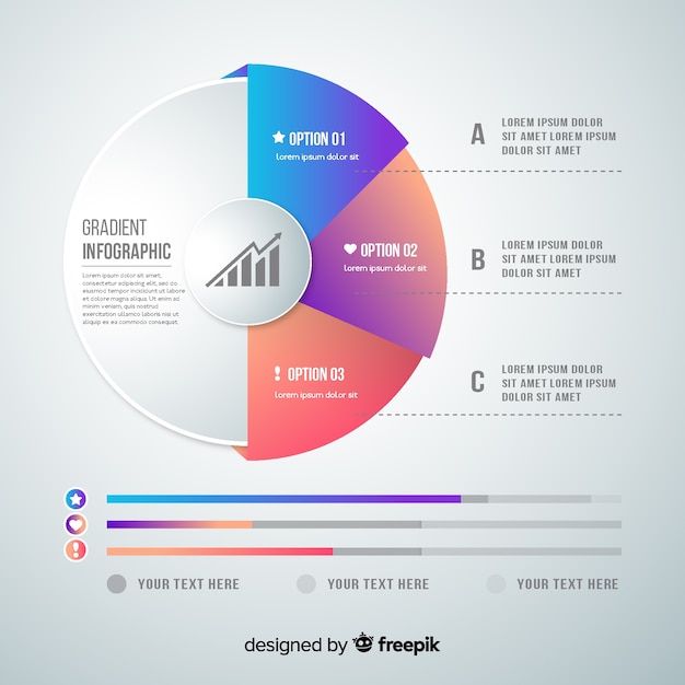 Gradientowy infographic szablonu płaski projekt