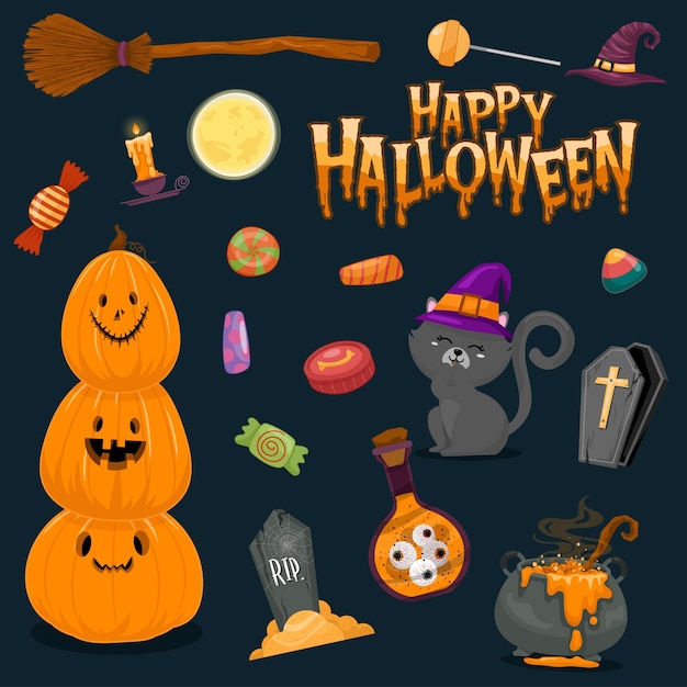 Bezpłatny plik Wektor happy halloween ilustracje