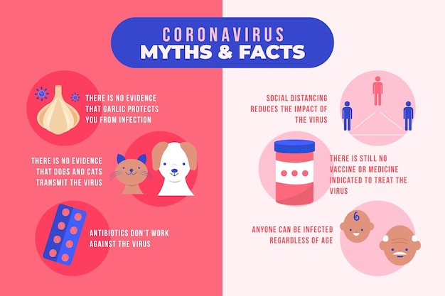 Bezpłatny wektor infografika mitów i faktów koronawirusa