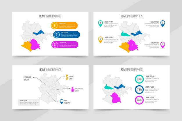 Infografiki mapy Rzymu Płaska konstrukcja