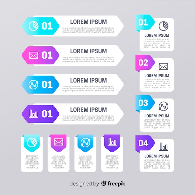 Bezpłatny plik Wektor kolekcja elementu gradientu infographic