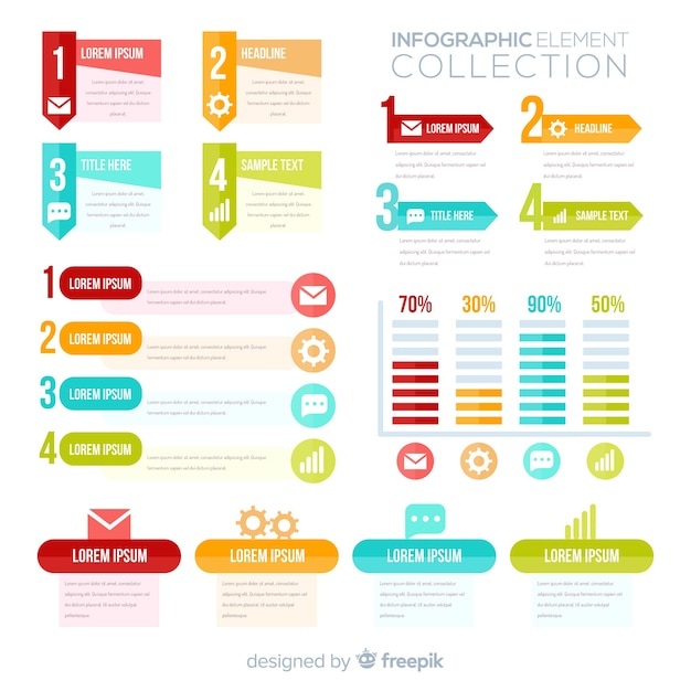 Bezpłatny plik Wektor kolekcja płaskie elementy infographic