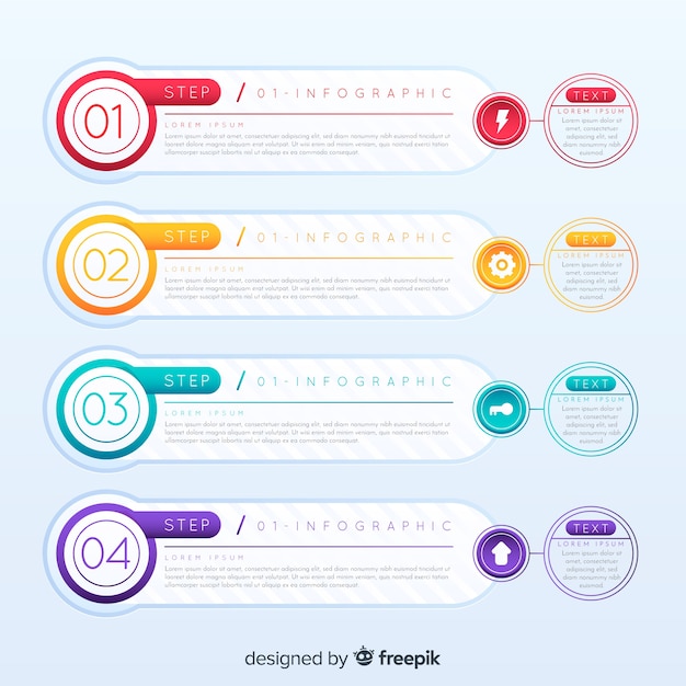 Bezpłatny plik Wektor kolorowy infographic kroków projekta szablon