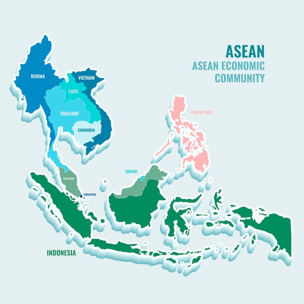 Bezpłatny plik Wektor płaska konstrukcja ilustracja mapa asean