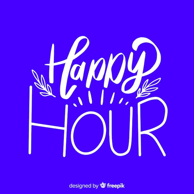 Płaska konstrukcja napis happy hour z oddziałów