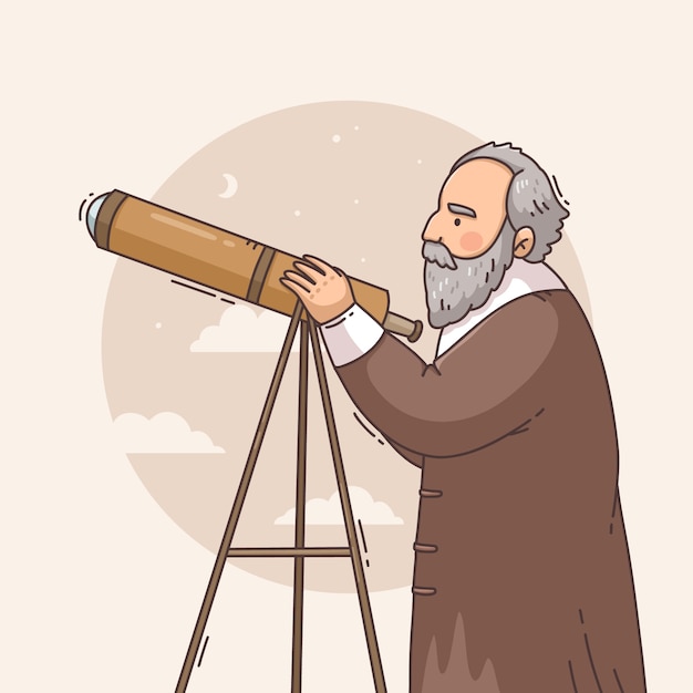 Bezpłatny wektor ręcznie narysowana ilustracja galileo galilei