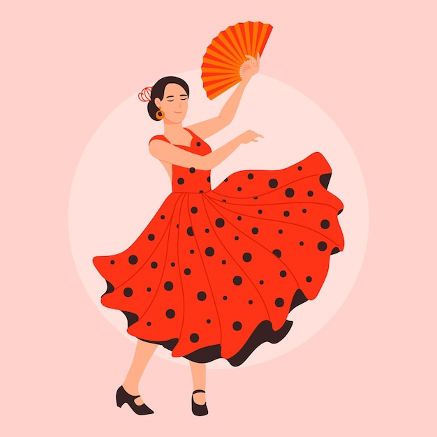 Bezpłatny plik Wektor ręcznie rysowane ilustracja kobiety flamenco