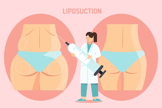 Bezpłatny plik Wektor ręcznie rysowane ilustracja liposukcji o płaskiej konstrukcji