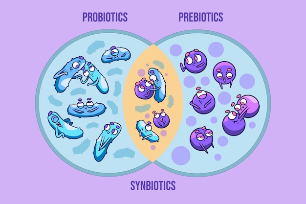 Bezpłatny plik Wektor ręcznie rysowane ilustracja probiotyków i prebiotyków