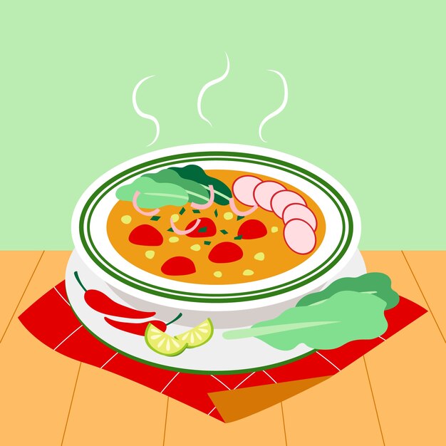 Ręcznie rysowane smaczna ilustracja pozole