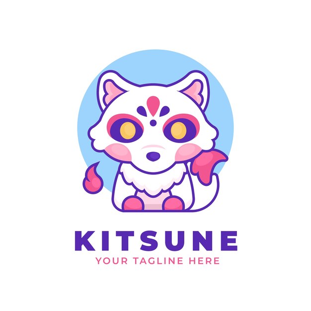 Ręcznie rysowane szablon logo kitsune