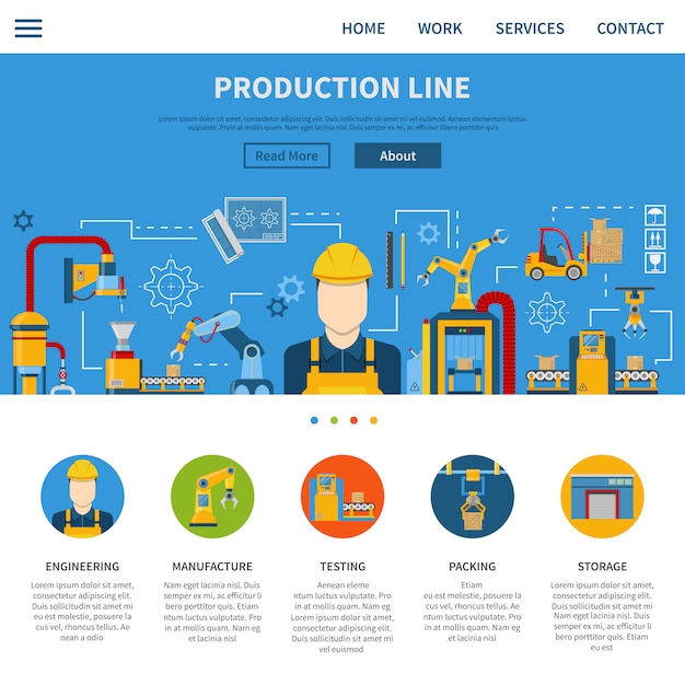 Bezpłatny plik Wektor strona linii produkcyjnej