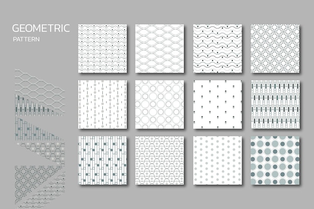 Bezpłatny wektor zestaw bez szwu geometryczny wzór